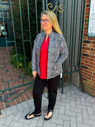 Lulu B Neutral Leopard Zip Jacket