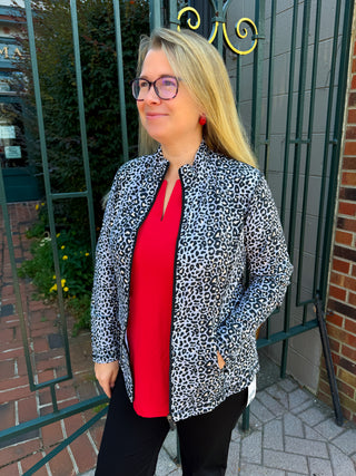 Lulu B Neutral Leopard Zip Jacket