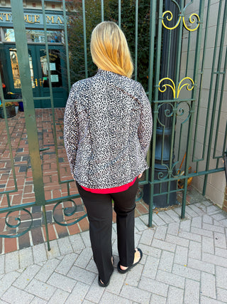 Lulu B Neutral Leopard Zip Jacket