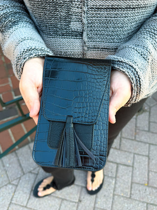Harper Crossbody Bag Black Croc