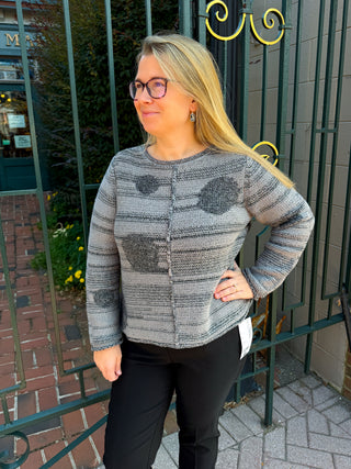 Olivia by Habitat Tonal Texture Mock Neck Tunic Sweater Grey