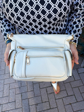 Jen & CO Nicole Vegan Crossbody in Off White