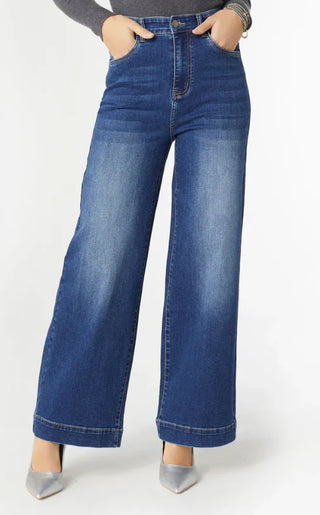 Everstretch High Rise Wide Leg Dark Denim