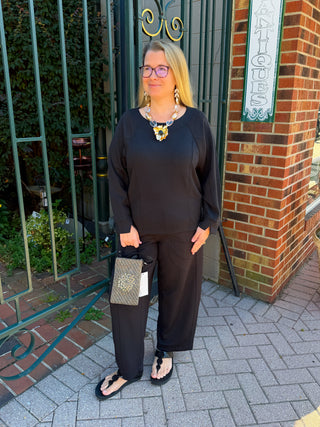 Olivia by Habitat Black Featherlux Knit Stitch Pullover