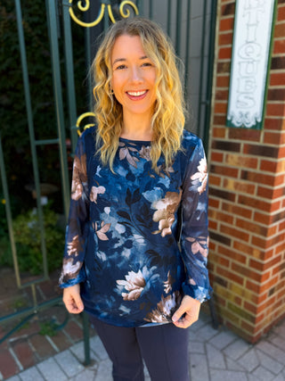 Tango Mango Blue Magnolia Lined Blouse