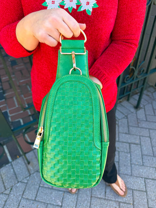 Waverly Woven Sling Bag Green