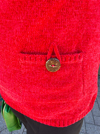 Lulu B Crimson Poinsettia Chenille Sweater