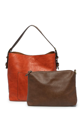 Joy Susan Classic Bonfire Orange Hobo Handbag with Coffee Handle