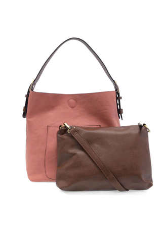 Joy Susan Classic Clay Pink Hobo Handbag with Coffee Handle
