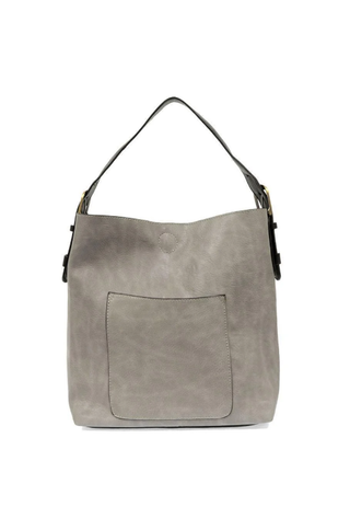 Joy Susan Classic Grey Hobo Handbag with Black Handle