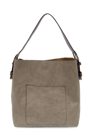Joy Susan Classic Heathered Grey Hobo Handbag with Coffee Handle