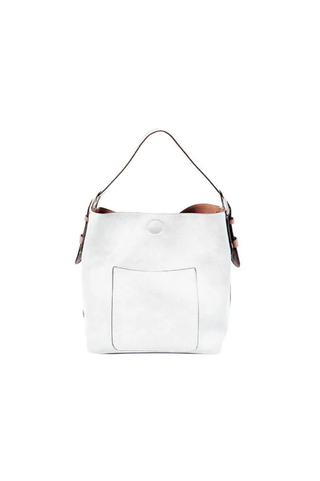 Joy Susan Classic White Hobo Handbag with Coffee Handle