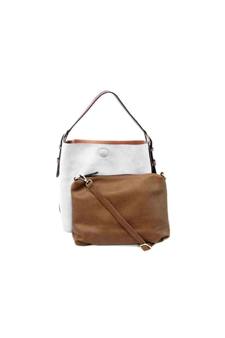Joy Susan Classic White Hobo Handbag with Coffee Handle