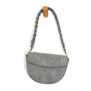 Luna Crescent Braided Grey Crossbody Handbag