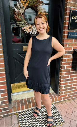 Lulu-B Black Dress with Ruffle Bottom