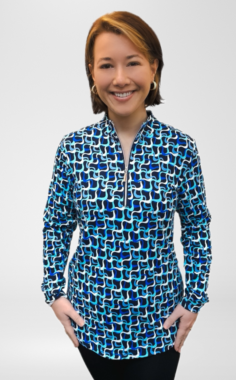 Lulu B Blue Maze Quarter Zip Up – Blooming Boutique