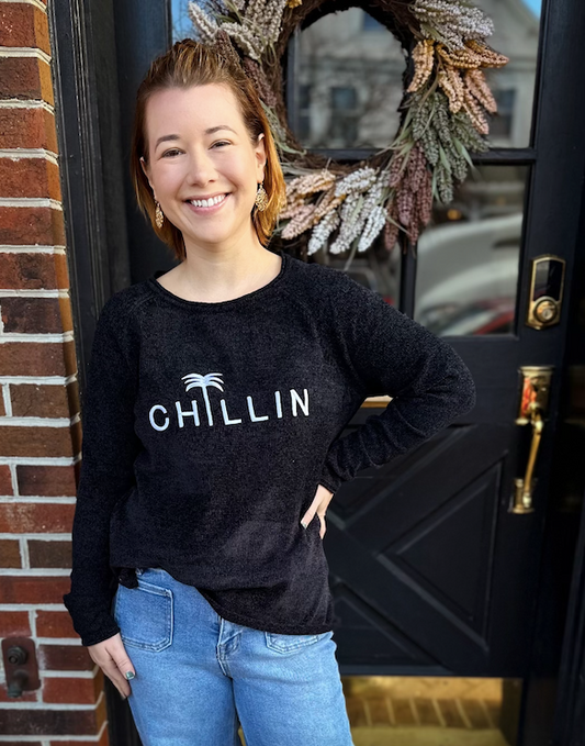 Lulu B Black Chillin Chenille Sweater
