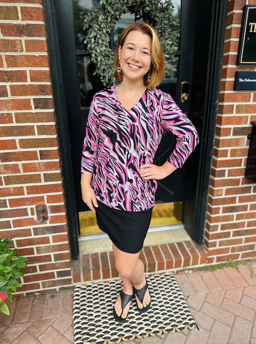 25300C Lulu Dance Top / Black & Neon Pink main image 1
