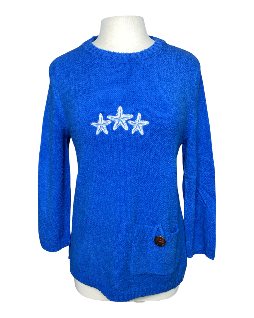 Lulu B Royal Starfish Embroidered Sweater