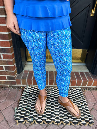 Lulu B Blue Chevron Print Legging