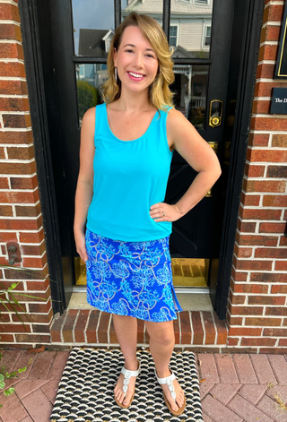 Lulu B Blue Corals UPF 50+ Zip Skort