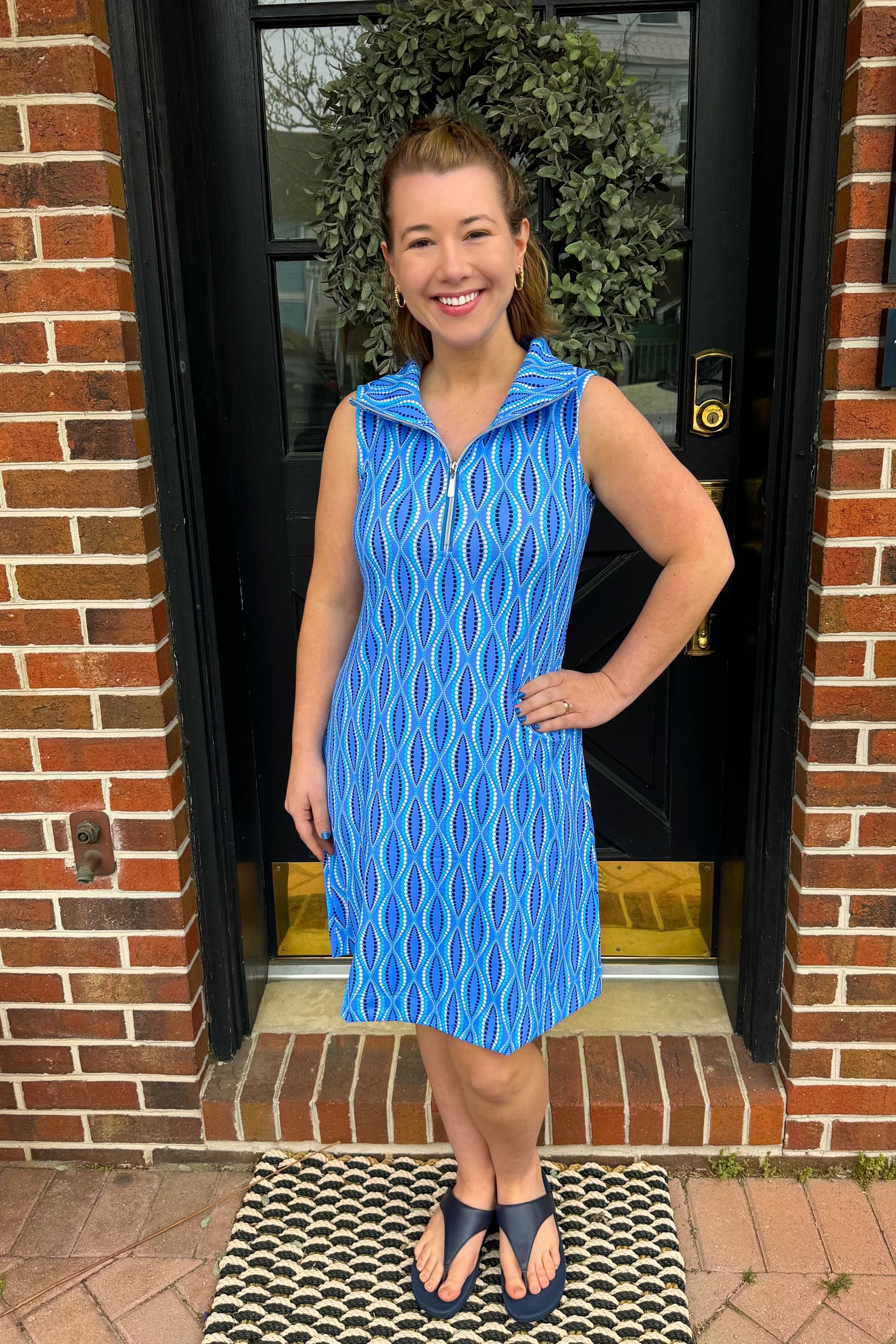 Lulu B Blue Dots Sleeveless Zip Swing Dress – Blooming Boutique