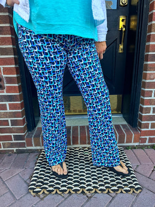 Lulu B Blue Maze Palazzo Pants