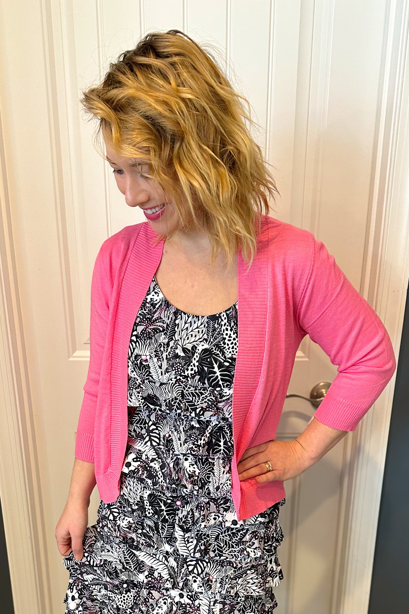 Lulu B Bright Hot Pink Cardigan Sweater – Blooming Boutique