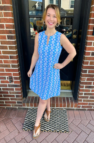 Lulu B Bright Periwinkle Flower UPF 50+ Open Cut Dress