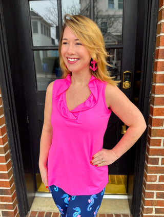 Lulu B Clear Pink Ruffle V-Neck Tank