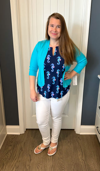 Lulu B Clear Turquoise Cardigan Sweater