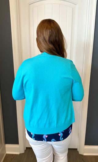 Lulu B Clear Turquoise Cardigan Sweater