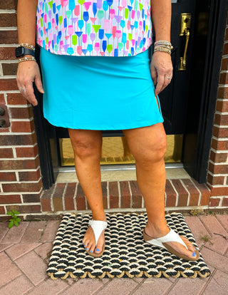 Lulu B Clearwater Turquoise Tahiti Zip Skort