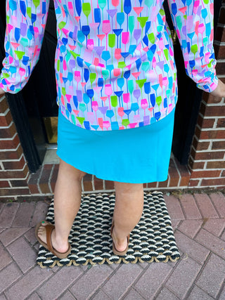 Lulu B Clearwater Turquoise Tahiti Zip Skort