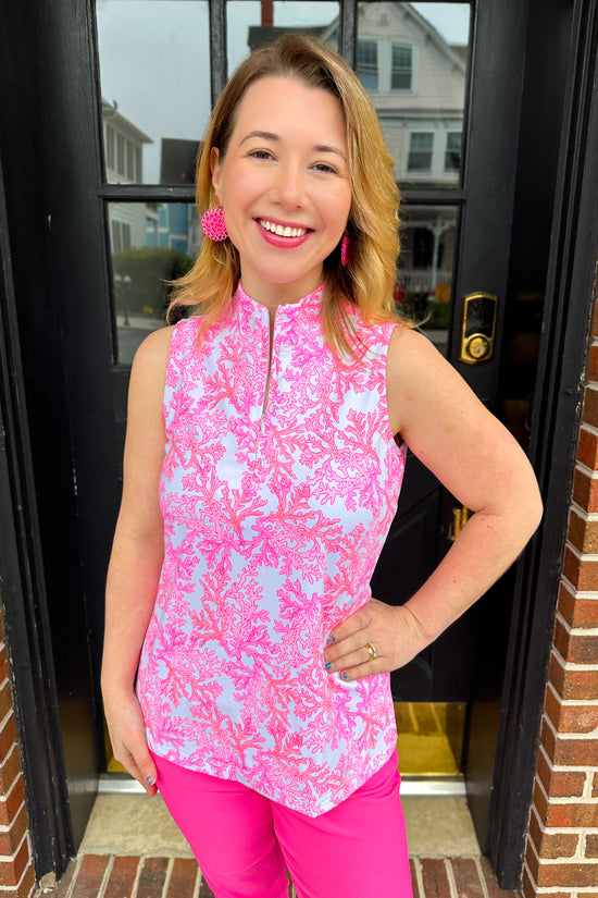 Lulu B Pink Coral UPF 50+ Sleeveless Zip Top – Blooming Boutique