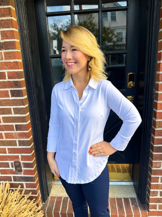 Lulu B White Button Down Collar Top