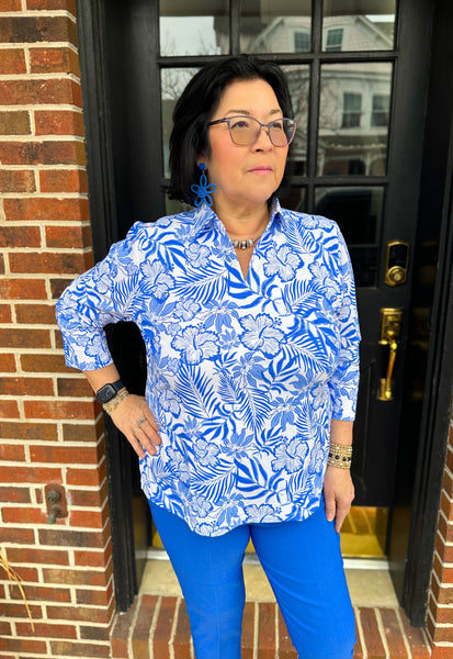 lulu dress shirts B White and Blue Floral Long Sleeve Collar Top accentuating the female form Beige Boucle Short Sleeve Type:Green handmade in california