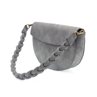 Luna Crescent Braided Grey Crossbody Handbag