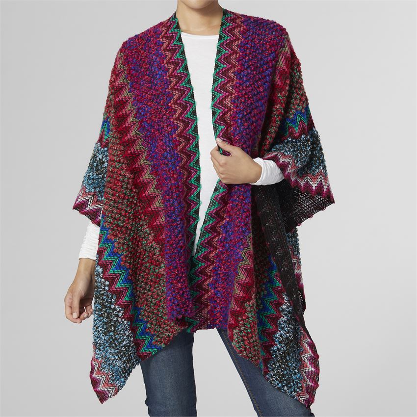 Blue Multicolor Ruana MARLEE CHUNKY WEAVE RUANA BOLD MULTI COLOR – Blooming Boutique