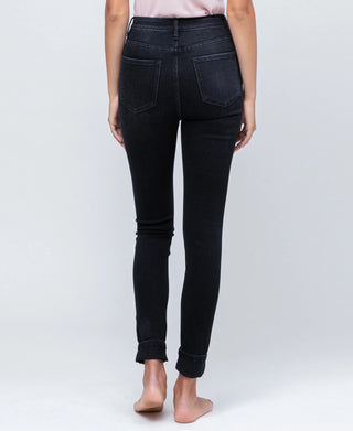 Vervet Marilyn Black Super High Rise Cuff Skinny Jeans