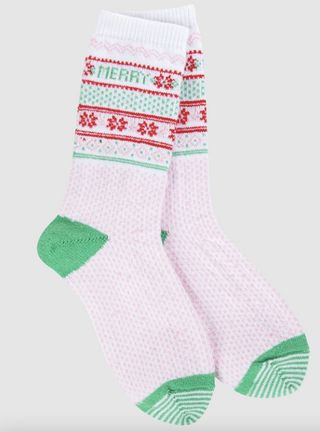 Merry Christmas Holiday Mini Crew Socks