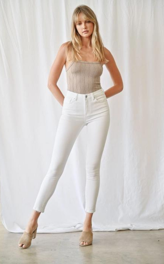 Mica Coconut White High Rise Skinny Ankle