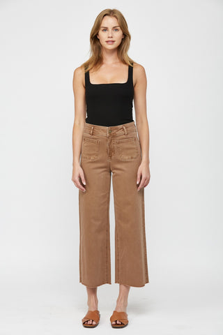 Mica Tiramisu Cropped Wide Leg with Front Pocket Jeans