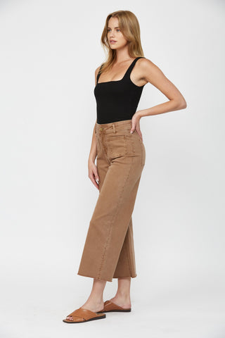 Mica Tiramisu Cropped Wide Leg with Front Pocket Jeans