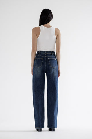 Mica Super High Waist Straight Leg Loose Fit Jeans Back