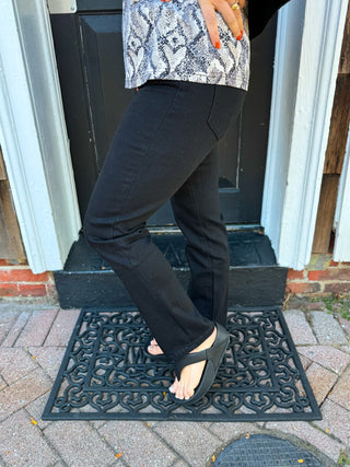 Mica Mid Rise Ankle Straight Black Jeans