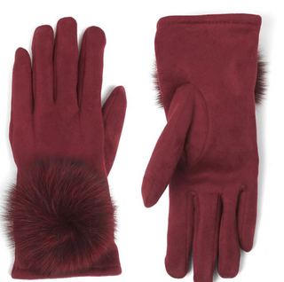 Coco and Carmen Microsuede Touchscreen Gloves - Garnet Red