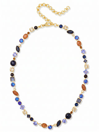 Sorrelli Crystal and Cabochon Tennis Necklace Denim Moon
