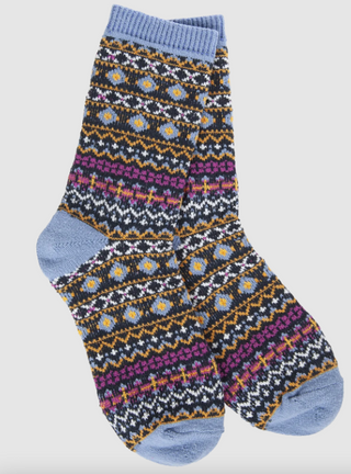 Nordic Blue Holiday Mini Crew Socks