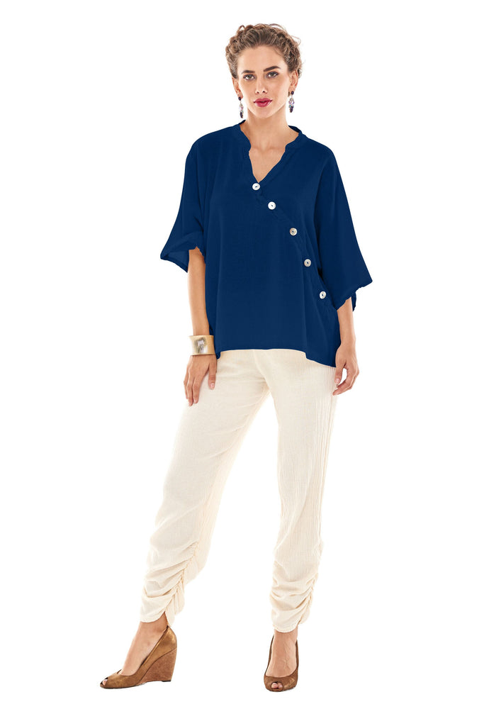 Oh My Gauze Button Blouse Sapphire